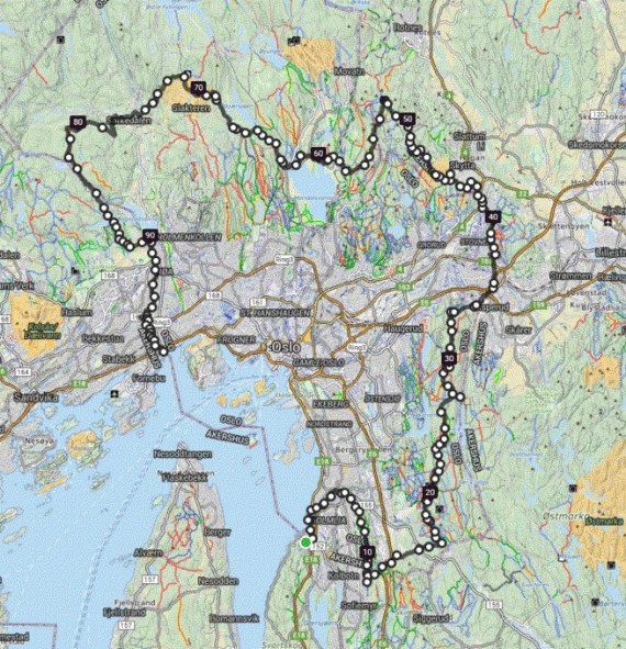 Er det mulig å sykle rundt Oslo på sti?